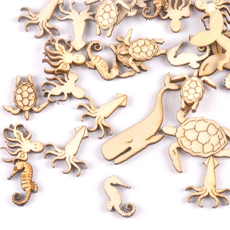 Embellish Craft - 20 sztuk 25-40mm żółw morski/konie/krwia drewno