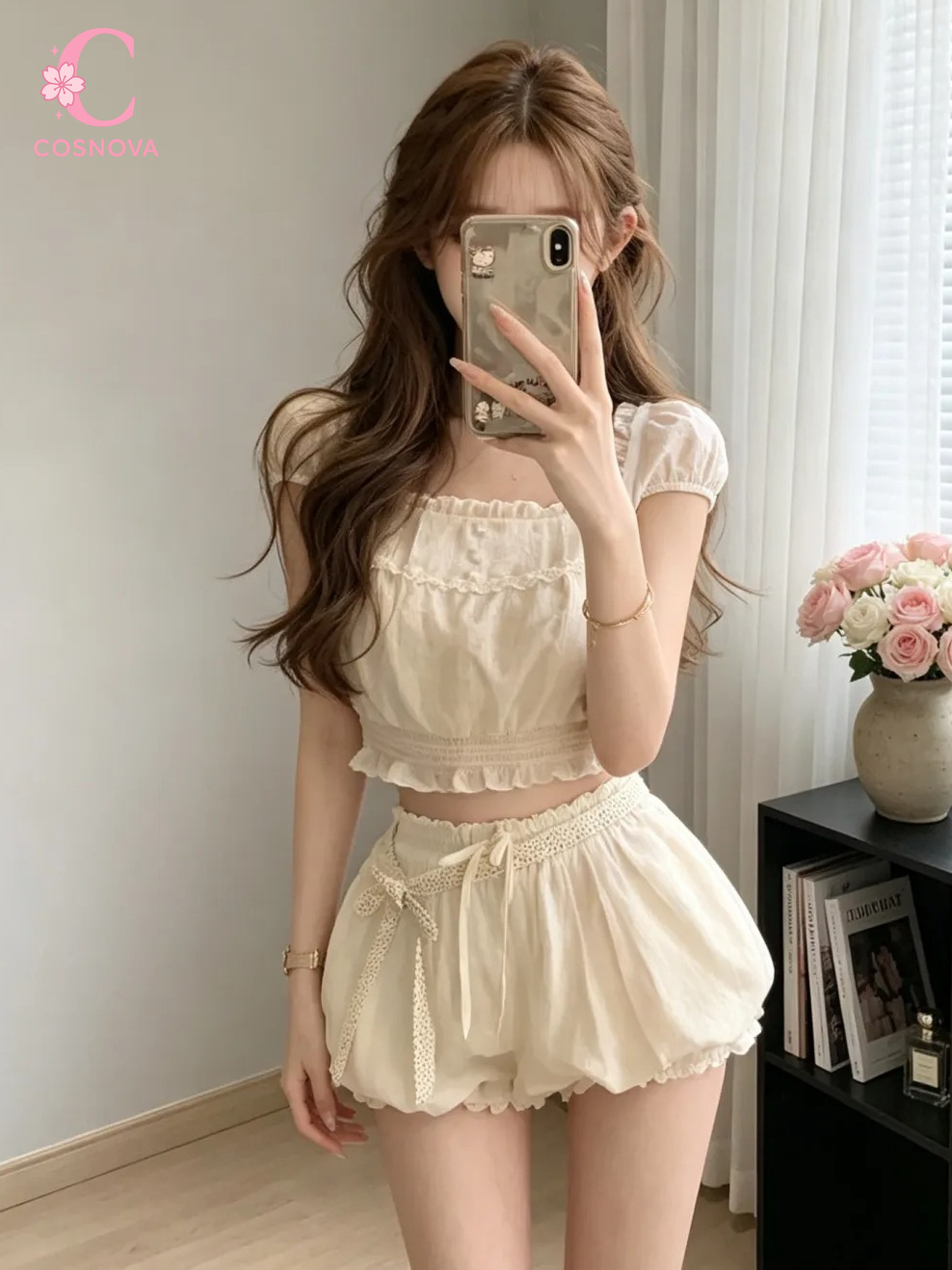 Elastic Lace Trim - Letni Zestaw Dwuczęściowy w Stylu Coquette