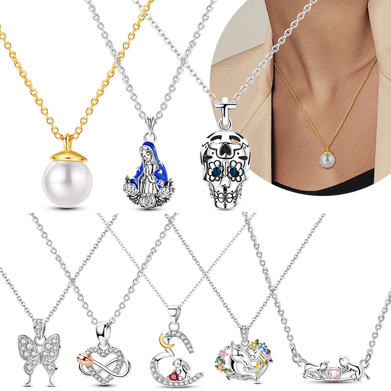 Pearl Trim Chain - Naszyjnik ze srebra próby 925 z