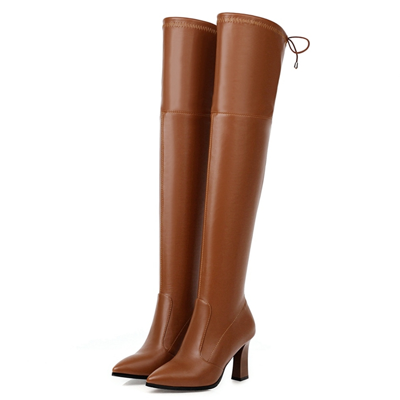 Guipure Lace Panel - Elastyczne buty za kolano Buty damskie