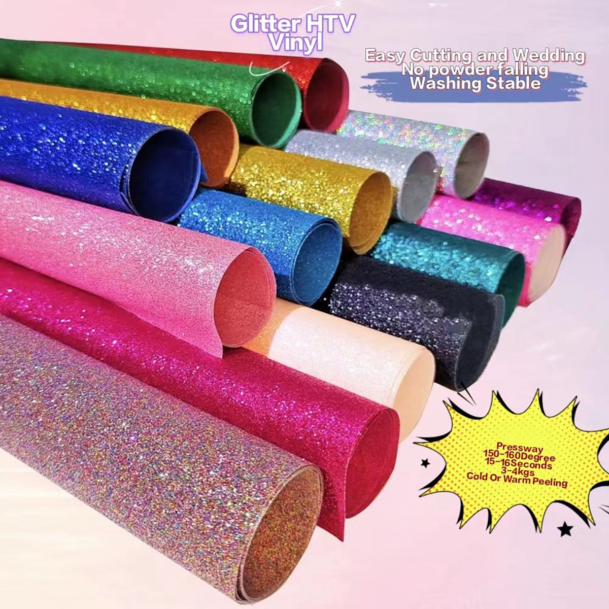 Glitter Vinyl Roll - CHEONET HTV --- Brokatowa folia termotransferowa