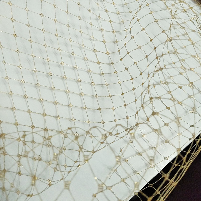 Crystal Mesh Fabric - Czarna siatka z wzorem rombów, tiulowa