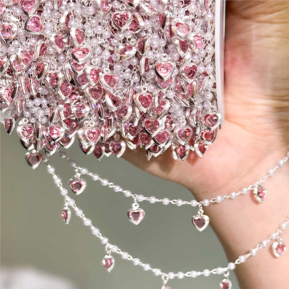 0,5 metra/1 metr Różowy Kryszt – Pearl Trim Chain recenzja i cena